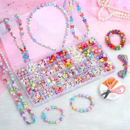32 Grilles Perles Acryliques Jouets Collier Bracelet Bricolage Enfants, Sans Boîte, Avec Boîte Colorée
