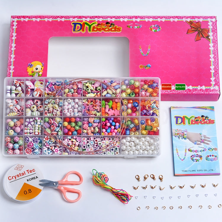 32 Grilles Perles Acryliques Jouets Collier Bracelet Bricolage Enfants, Sans Boîte, Avec Boîte Colorée