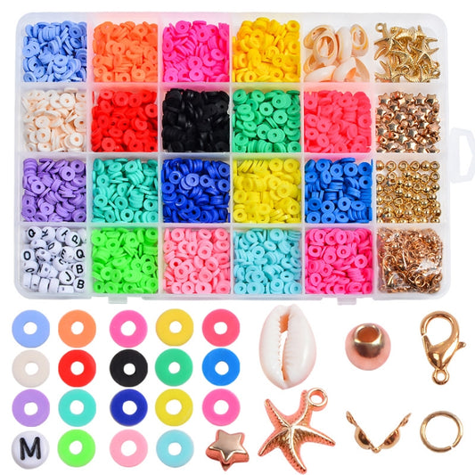 24 Gitter 6 mm weiche Keramikperlen-Flocken DIY Armband Halskette Herstellung Materialien, 24 Gitter