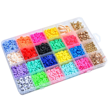 24 Grid 6mm Soft Ceramic Bead Flakes DIY Bracelet Necklace Making Materials, 24 Grid