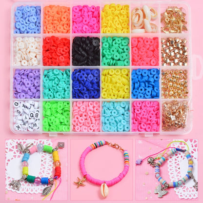 24 Grid 6mm Soft Ceramic Bead Flakes DIY Bracelet Necklace Making Materials, 24 Grid