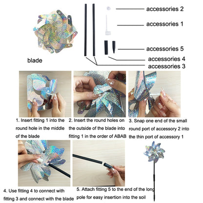 Balcony Garden Farmland Bird Catcher Reflector Anti-bird Laser Windmill, Style: Seven, Seven, Eight, Silver Octagon