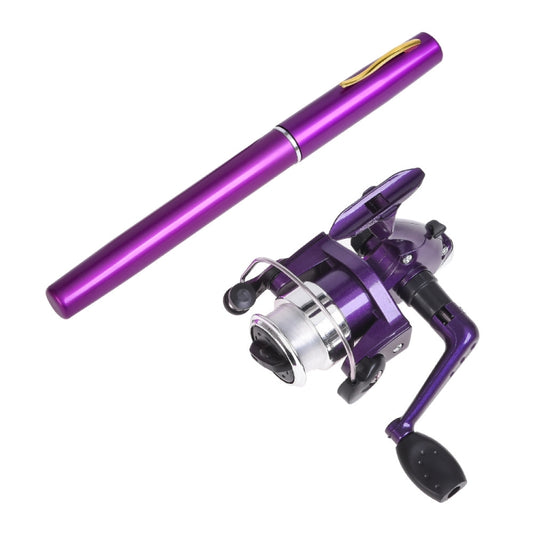 LEO Pen Type Fishing Rod & Spinning Wheel Fishing Reel Portable Pocket Fishing Gear, H8022PU Purple, H8022 Silver, H8022G Gold
