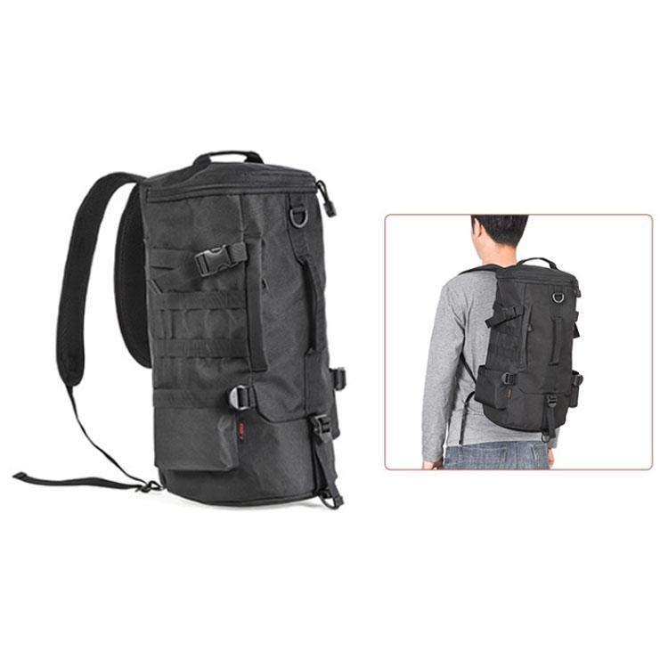 LEO 28085 Cylina Shape Fishing Gear Backpack Fishing Rod Outdoor Shoulder Bag, 28085-B Black