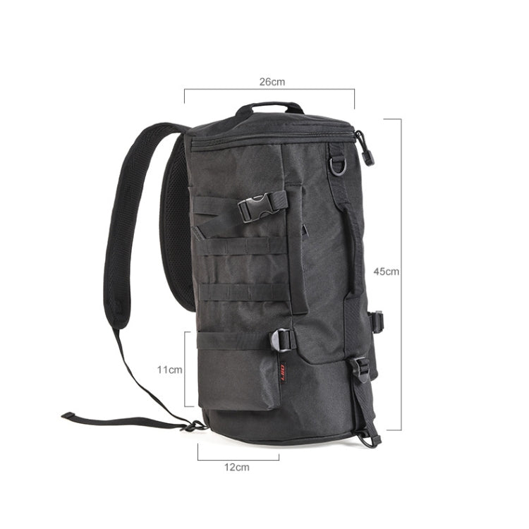 LEO 28085 Cylina Shape Fishing Gear Backpack Fishing Rod Outdoor Shoulder Bag, 28085-B Black