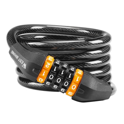 WEST BIKING Bicycle Anti-Theft Cable Combination Lock, Length:, 2M