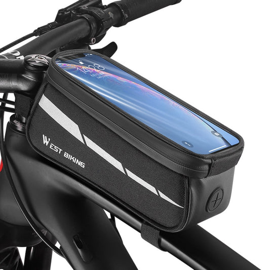 WEST BIKING Sac de Guidon de Vélo de Montagne 7 Pouces avec Écran Tactile, Noir, Noir Gris