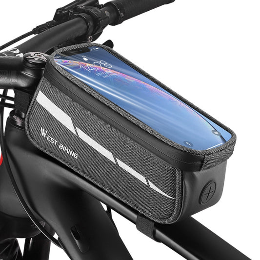 WEST BIKING Sac de Guidon de Vélo de Montagne 7 Pouces avec Écran Tactile, Noir, Noir Gris