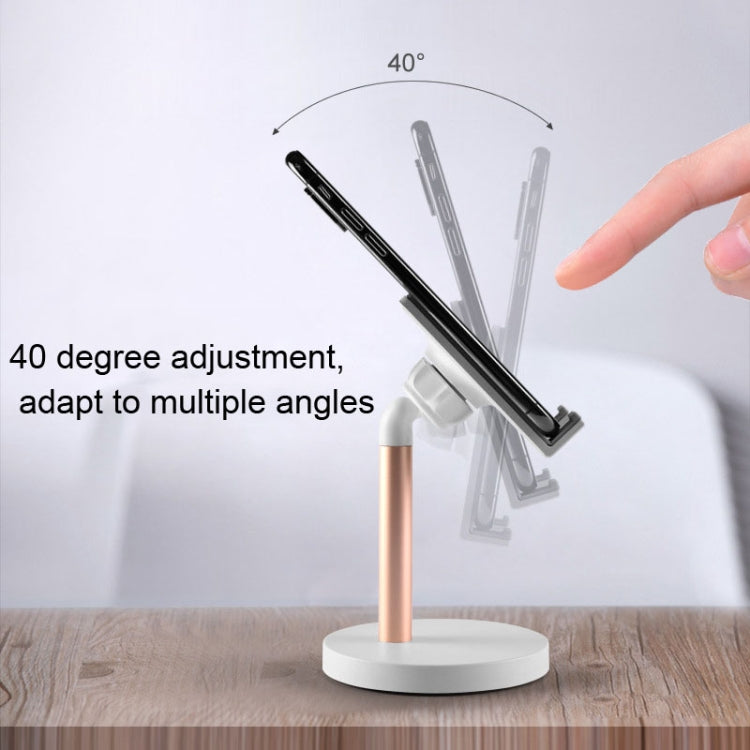 MT-100 Round Bottom Column Multi-Angle Adjustable Mobile Phone Tablet Holder, Black, Rose Gold, Silver, Champagne