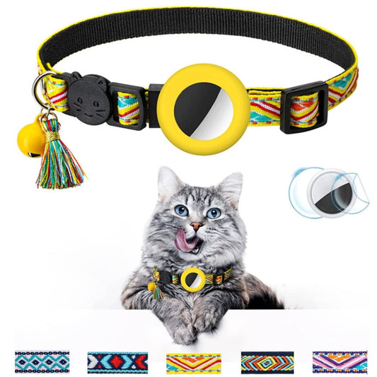 Pet Colored Bell Tassel Collar for Airtag Tracker, Yellow, Green, Blue, Purple, Deep Blue, White, Red, Pink, Orange, Yellow Green