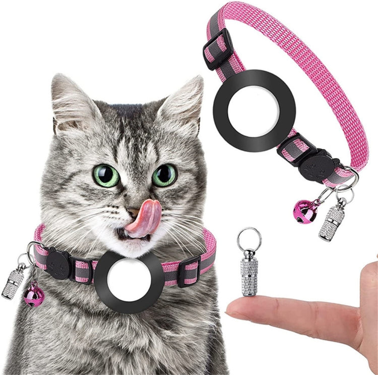 Pet Anti Lost Address Pendant Collar with Bell for Airtag, Green, Purple, Black, Pink, Orange, Blue