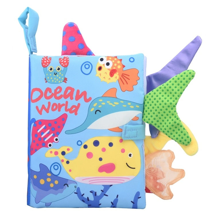 Tail Cloth Book Baby Enlightenment 3D Early Education Cloth Book, Black and Yellow Ainmal, Black and White Jungle, Black and White Farm, Ocean, Jungle, Dinosaur, Tropical Rain Forest, Mermaid, Farm
