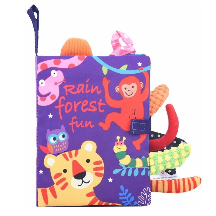 Tail Cloth Book Baby Enlightenment 3D Early Education Cloth Book, Black and Yellow Ainmal, Black and White Jungle, Black and White Farm, Ocean, Jungle, Dinosaur, Tropical Rain Forest, Mermaid, Farm