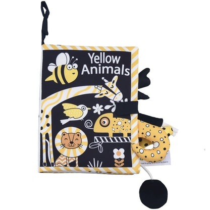 Tail Cloth Book Baby Enlightenment 3D Early Education Cloth Book, Black and Yellow Ainmal, Black and White Jungle, Black and White Farm, Ocean, Jungle, Dinosaur, Tropical Rain Forest, Mermaid, Farm