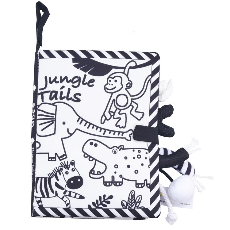 Tail Cloth Book Baby Enlightenment 3D Early Education Cloth Book, Black and Yellow Ainmal, Black and White Jungle, Black and White Farm, Ocean, Jungle, Dinosaur, Tropical Rain Forest, Mermaid, Farm