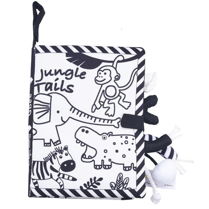 Tail Cloth Book Baby Enlightenment 3D Early Education Cloth Book, Black and Yellow Ainmal, Black and White Jungle, Black and White Farm, Ocean, Jungle, Dinosaur, Tropical Rain Forest, Mermaid, Farm