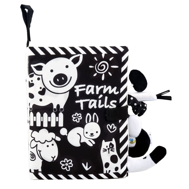 Tail Cloth Book Baby Enlightenment 3D Early Education Cloth Book, Black and Yellow Ainmal, Black and White Jungle, Black and White Farm, Ocean, Jungle, Dinosaur, Tropical Rain Forest, Mermaid, Farm