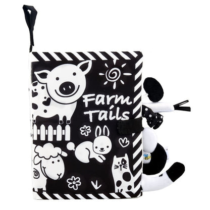 Tail Cloth Book Baby Enlightenment 3D Early Education Cloth Book, Black and Yellow Ainmal, Black and White Jungle, Black and White Farm, Ocean, Jungle, Dinosaur, Tropical Rain Forest, Mermaid, Farm