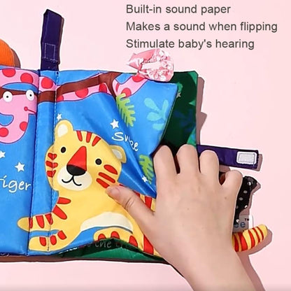 Tail Cloth Book Baby Enlightenment 3D Early Education Cloth Book, Black and Yellow Ainmal, Black and White Jungle, Black and White Farm, Ocean, Jungle, Dinosaur, Tropical Rain Forest, Mermaid, Farm