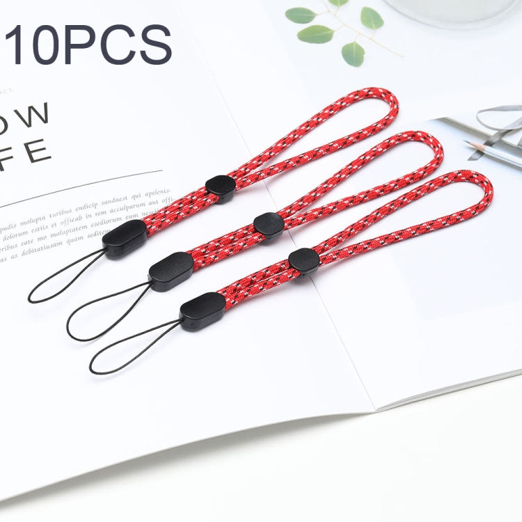 10 PCS Adjustable Mobile Phone Lanyard Short Type Lanyard Wrist Anti-lost Lanyard, Jacquard Green, Jacquard Blue, Jacquard Red, Black