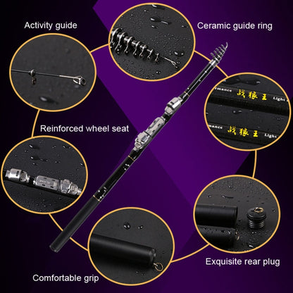 ZHANLANGWANG Carbon Throwing Pole Mini Short Rock Fishing Rod, 1.8m, 2.1m, 2.4m, 2.7m, 3.0m, 3.6m
