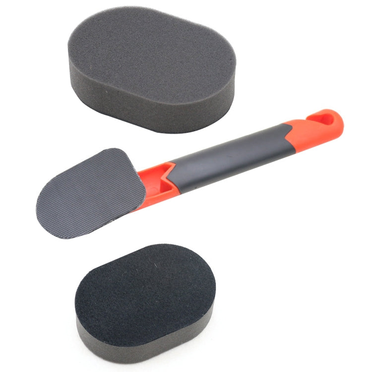 Manche + Éponge Brosse de Lustrage à Long Manche pour Pneus de Voiture, Brosse à Cire pour Pneus, Éponge, 10 Éponges, Manche + Éponge