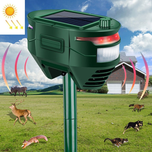 Répulsif d'animaux extérieur solaire à ultrasons et infrarouge RC-544, RC-544
