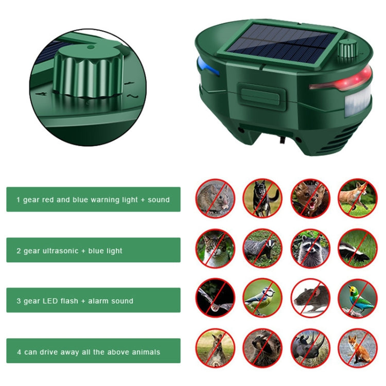 Répulsif d'animaux extérieur solaire à ultrasons et infrarouge RC-544, RC-544
