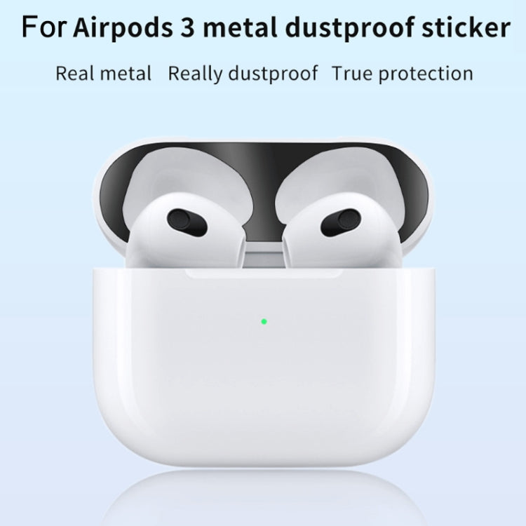 2 PCS Headphone Inner Cover Sticker Dustproof Protective Film For Airpods 3, Black, Gold, Silver, Rose Gold, Red, Green, Blue, Purple