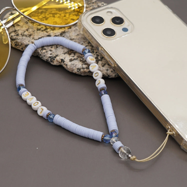 Geometric Letter Soft Pottery Mobile Phone Lanyard Anti-lost Phone Chain, RT-K210065A, RT-K210065B, RT-K210065C, RT-K210065D