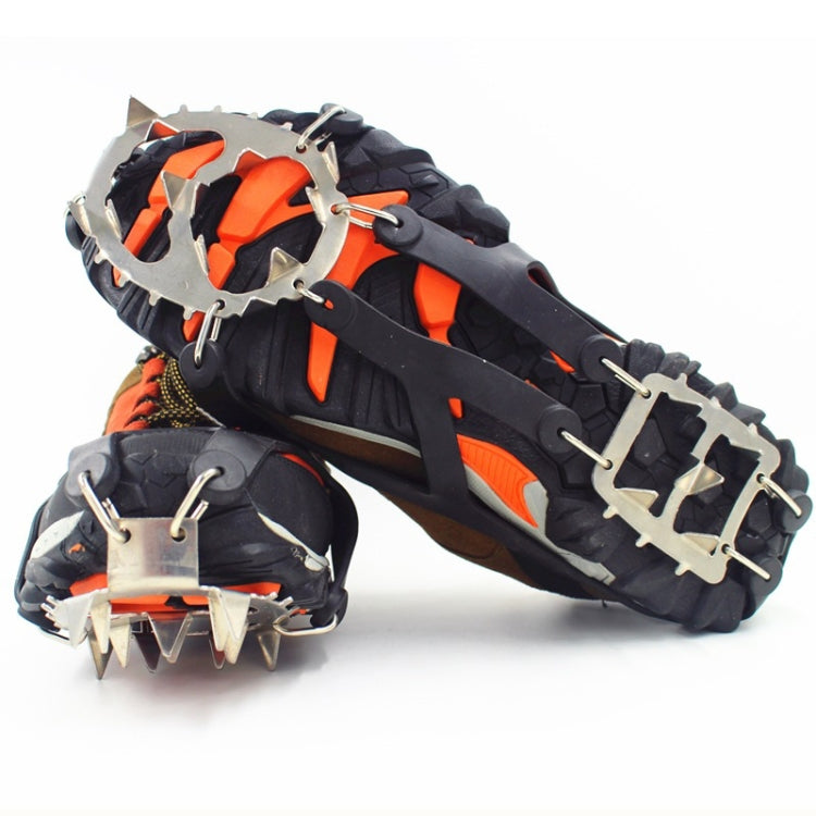 1 Paire de 18 grandes pointes Crampons Extérieur Hiver Marche Pêche sur glace Raquettes à neige Pointes, Taille :, L Noir, L Orange