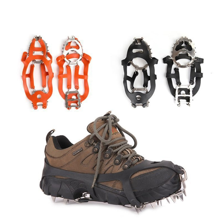 1 Paire de 18 grandes pointes Crampons Extérieur Hiver Marche Pêche sur glace Raquettes à neige Pointes, Taille :, L Noir, L Orange