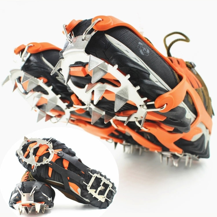 1 Paire de 18 grandes pointes Crampons Extérieur Hiver Marche Pêche sur glace Raquettes à neige Pointes, Taille :, L Noir, L Orange