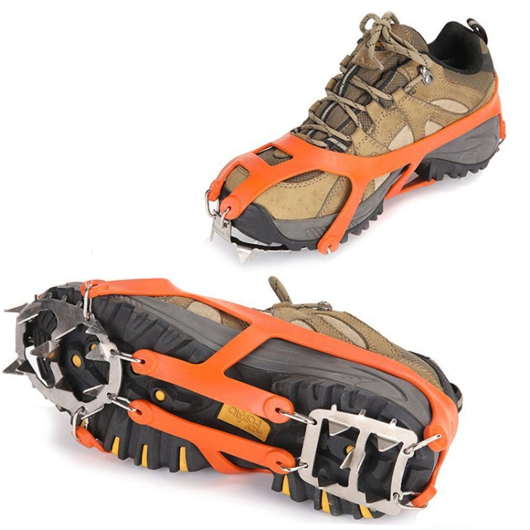 1 Paire de 18 grandes pointes Crampons Extérieur Hiver Marche Pêche sur glace Raquettes à neige Pointes, Taille :, L Noir, L Orange