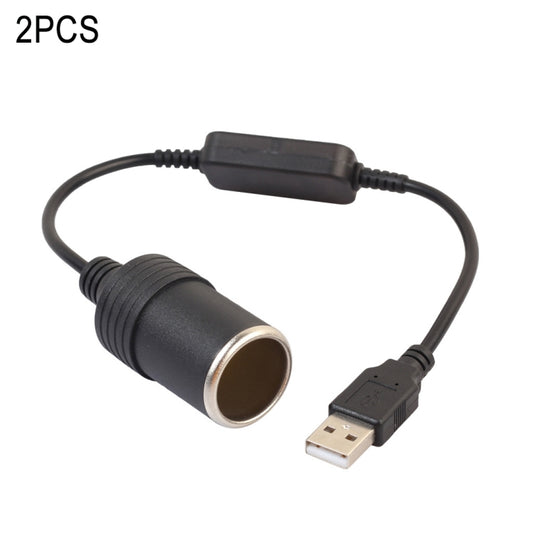 2 câbles adaptateur d'alimentation USB de voiture vers prise allume-cigare 5V vers 12V, 35cm, 60cm, 120cm