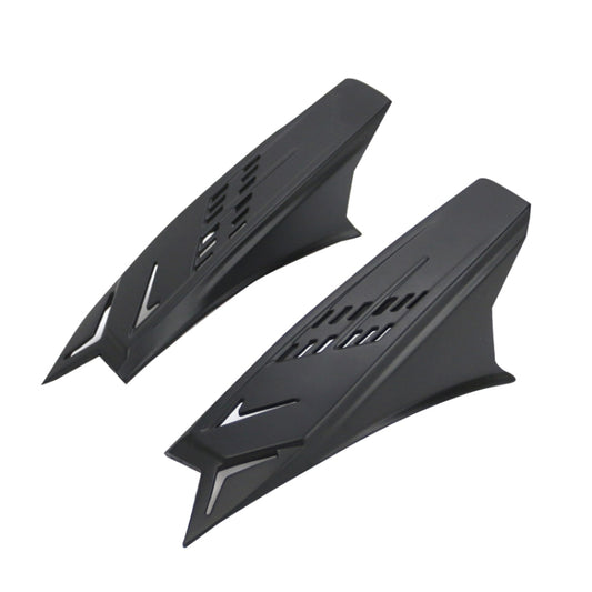 1 par de bocinas de plástico para casco de motocicleta, decoración en negro mate, negro brillante, rojo, amarillo y blanco.