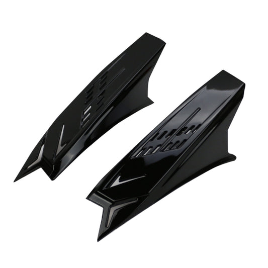 1 par de bocinas de plástico para casco de motocicleta, decoración en negro mate, negro brillante, rojo, amarillo y blanco.