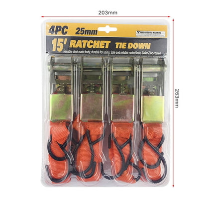 4PCS 15 Inch Tensioner Ratchet Strap Car Ratchet Thread Tensioner, Orange, Black