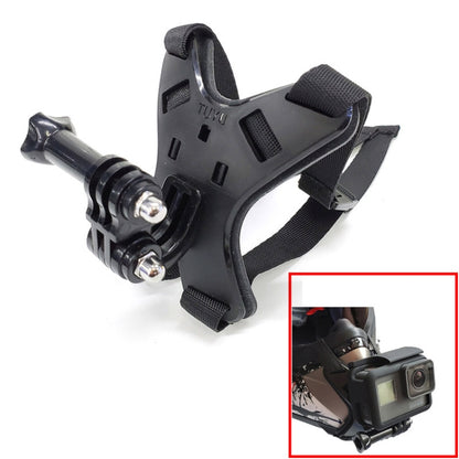 TUYU Support de fixation pour téléphone portable et caméra d'action de menton de casque de moto, support noir, support bleu, support noir + pince de téléphone portable, support bleu + pince de téléphone portable