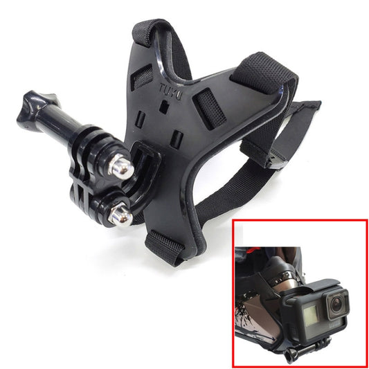 TUYU Support de fixation pour téléphone portable et caméra d'action de menton de casque de moto, support noir, support bleu, support noir + pince de téléphone portable, support bleu + pince de téléphone portable