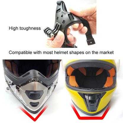 TUYU Support de fixation pour téléphone portable et caméra d'action de menton de casque de moto, support noir, support bleu, support noir + pince de téléphone portable, support bleu + pince de téléphone portable