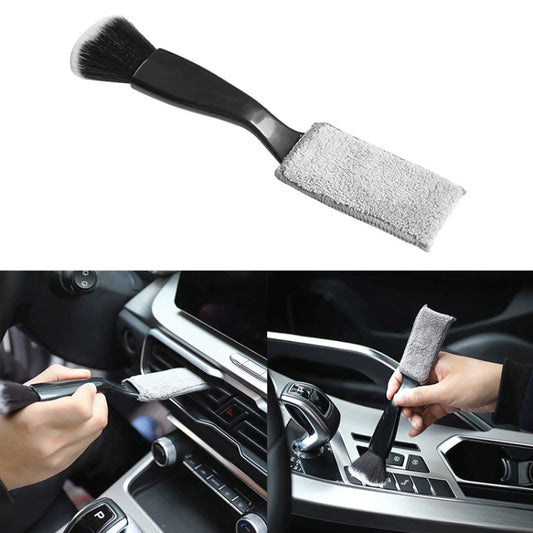 D-4527 Brosse de nettoyage double tête à poils doux pour détails de voiture, brosse douce D-4527