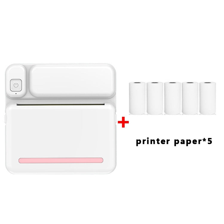 Imprimante de devoirs d'étudiant C19 200 DPI Bluetooth sans encre, rose, bleu, papier d'imprimante rose x 5, papier d'imprimante bleu x 5, autocollant rose x 5, autocollant bleu x 5, kit rose, kit bleu