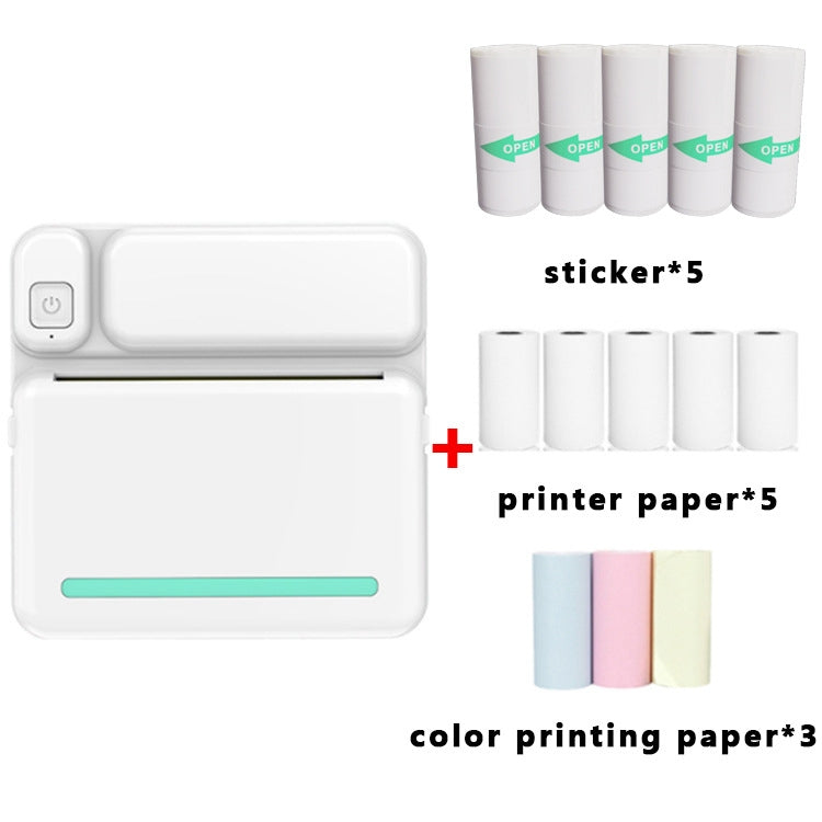 Imprimante de devoirs d'étudiant C19 200 DPI Bluetooth sans encre, rose, bleu, papier d'imprimante rose x 5, papier d'imprimante bleu x 5, autocollant rose x 5, autocollant bleu x 5, kit rose, kit bleu