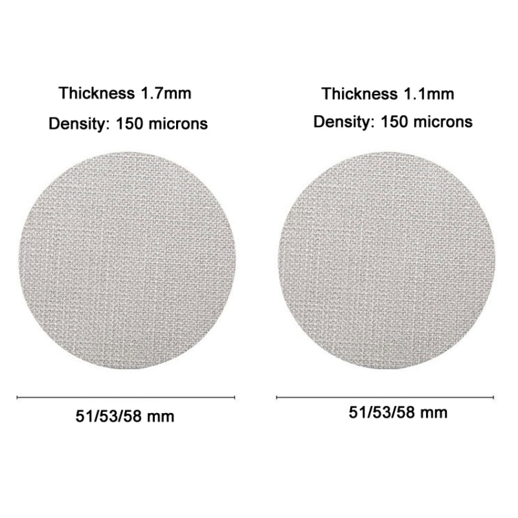 Stainless Steel Sintered Sheet Coffee Splash Filter, Size: 58mm x 1.7mm, 51mm x 1.7mm, 51mm x 1mm, 53mm x 1.7mm, 53mm x 1mm, 58mm x 1.7mm