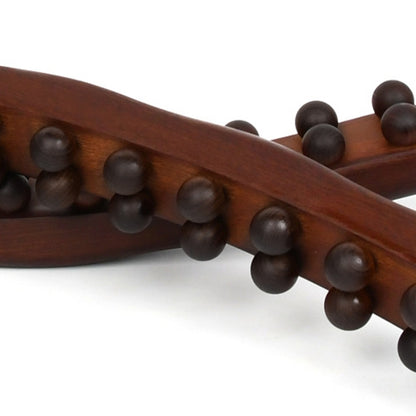 Carbonized Double Row 20-bead Massage Rolling Stick Meridian Dredging Stick, 58cm 20 Beads