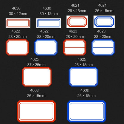 2 Bags Handwritten Self-adhesive Small Label Stickers, 4608 Red 50x28mm, 4608 Blue 50x28mm, 4621 Red 26x15mm, 4621 Blue 26x15mm, 4622 Red 28x20mm, 4622 Blue 28x20mm, 4623 Red 28x20mm, 4623 Blue 28x20mm, 4625 Red 37x25mm, 4625 Blue 37x25mm              ...