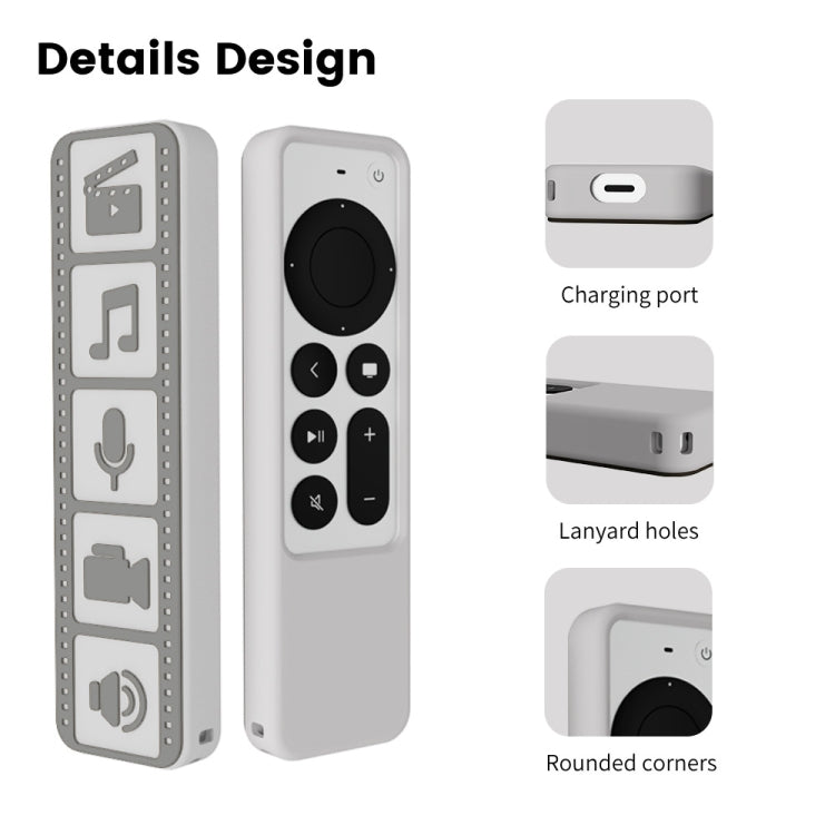 Silicone Remote Controller Waterproof Anti-Slip Protective Cover For Apple TV 4K 2021, (Black), (Gray White), (Luminous Color), (Brown)