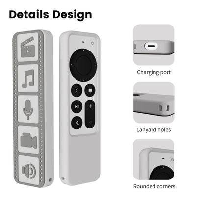Silicone Remote Controller Waterproof Anti-Slip Protective Cover For Apple TV 4K 2021, (Black), (Gray White), (Luminous Color), (Brown)