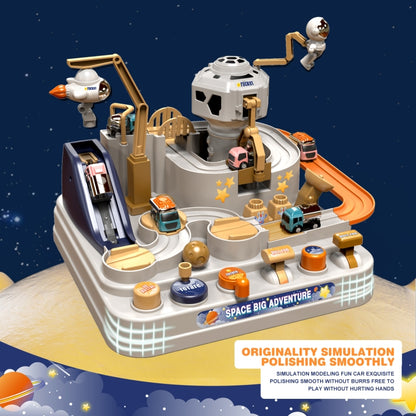 Jouets de train avec pistes de fusée spatiale pour enfants, aventure mécanique, style : modèle de fusée avec 3 véhicules, modèle de radar avec 3 véhicules